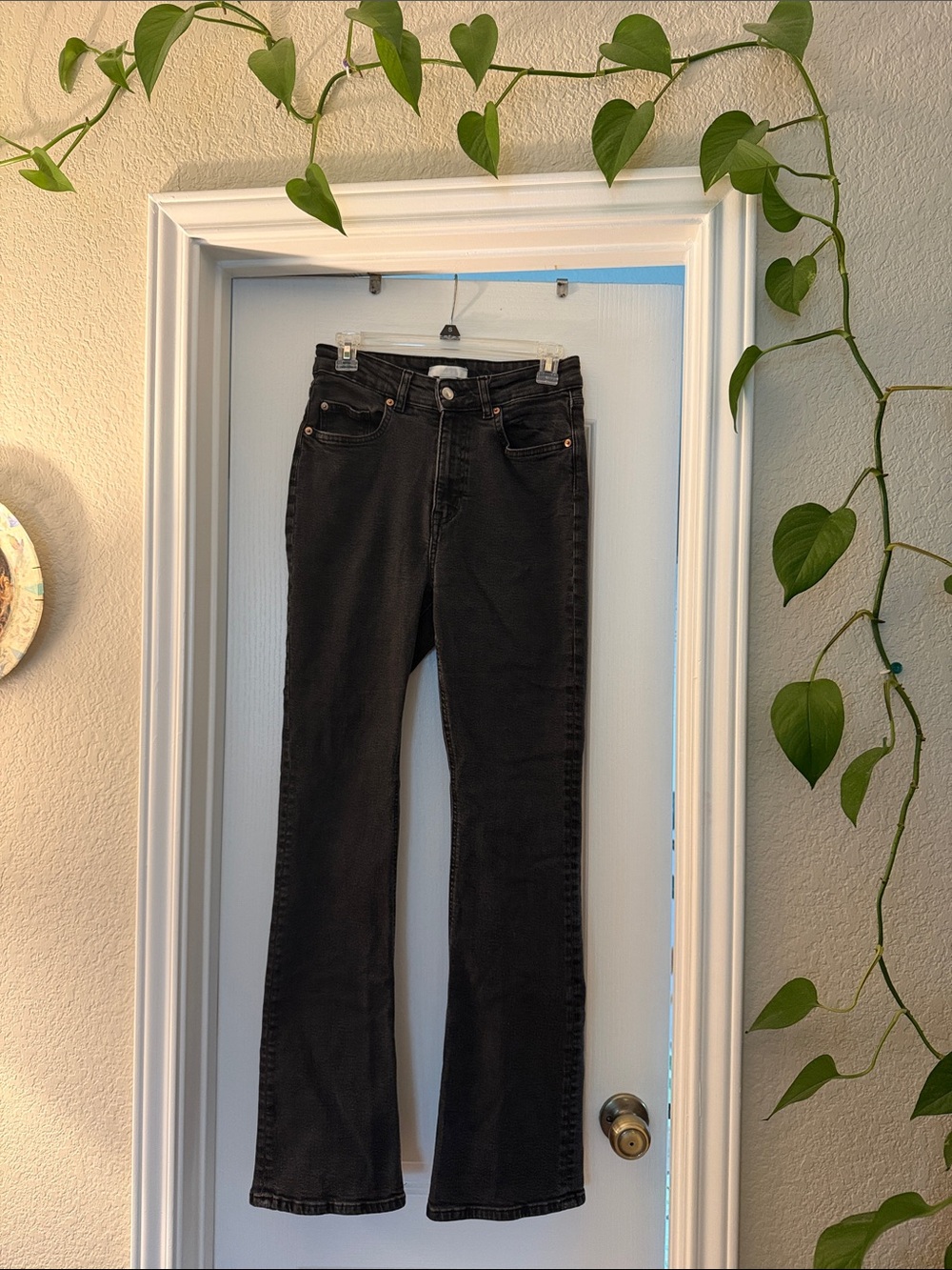 H&M Black High-Rise Flared Jeans